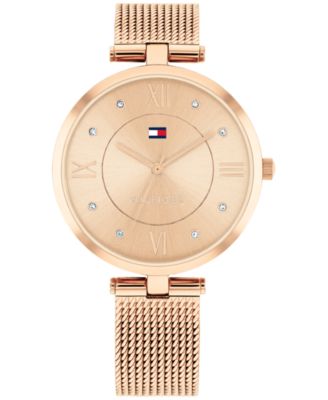 Женские часы Tommy Hilfiger Quartz Rose Gold-Tone Stainless Steel Mesh, 34mm