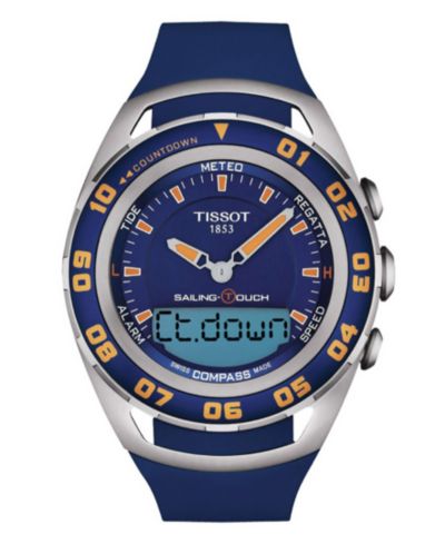 Мужские часы Tissot Swiss Sailing Touch Blue с резиновым ремешком 45mm