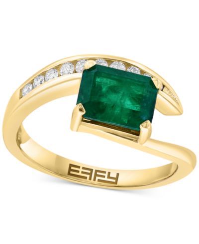 Кольцо EFFY с изумрудом (1-3/8 ct. t.w.) и бриллиантом (1/6 ct. t.w.) в обходке из 14k Gold