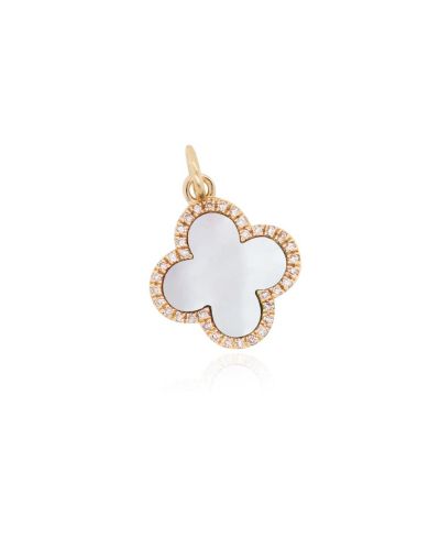 The Lovery Mother of Pearl Diamond Clover Charm