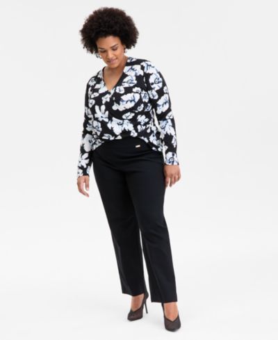 Брюки I.N.C. International Concepts Plus Size, завышенная талия, прямые