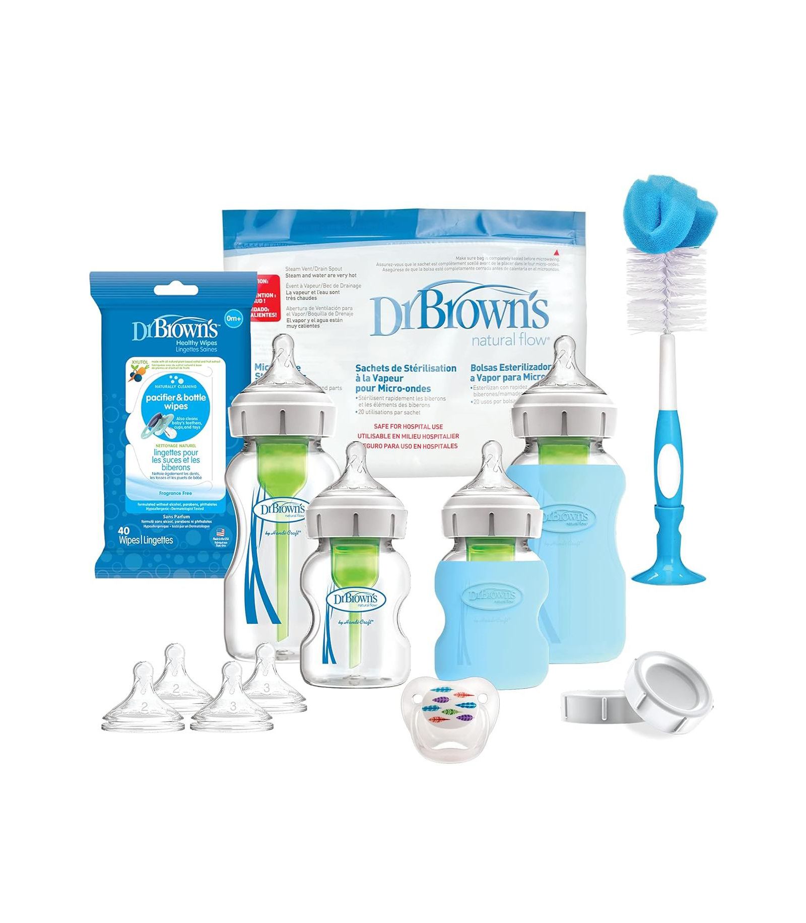 Dr. Browns Dr. Brown's 20 Piece Options + Wide-Neck Glass Baby Bottle Starter Set