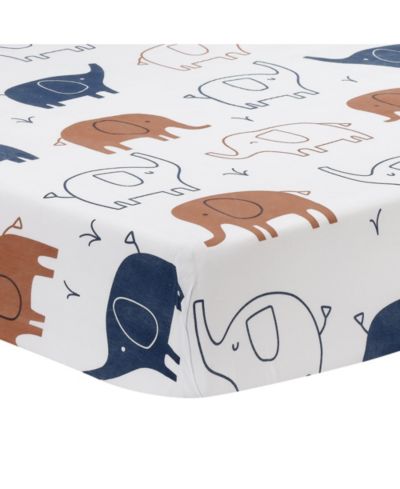 Lambs & Ivy Lambs and Ivy Playful Elephant 100% Cotton White/Blue Baby Fitted Crib Sheet