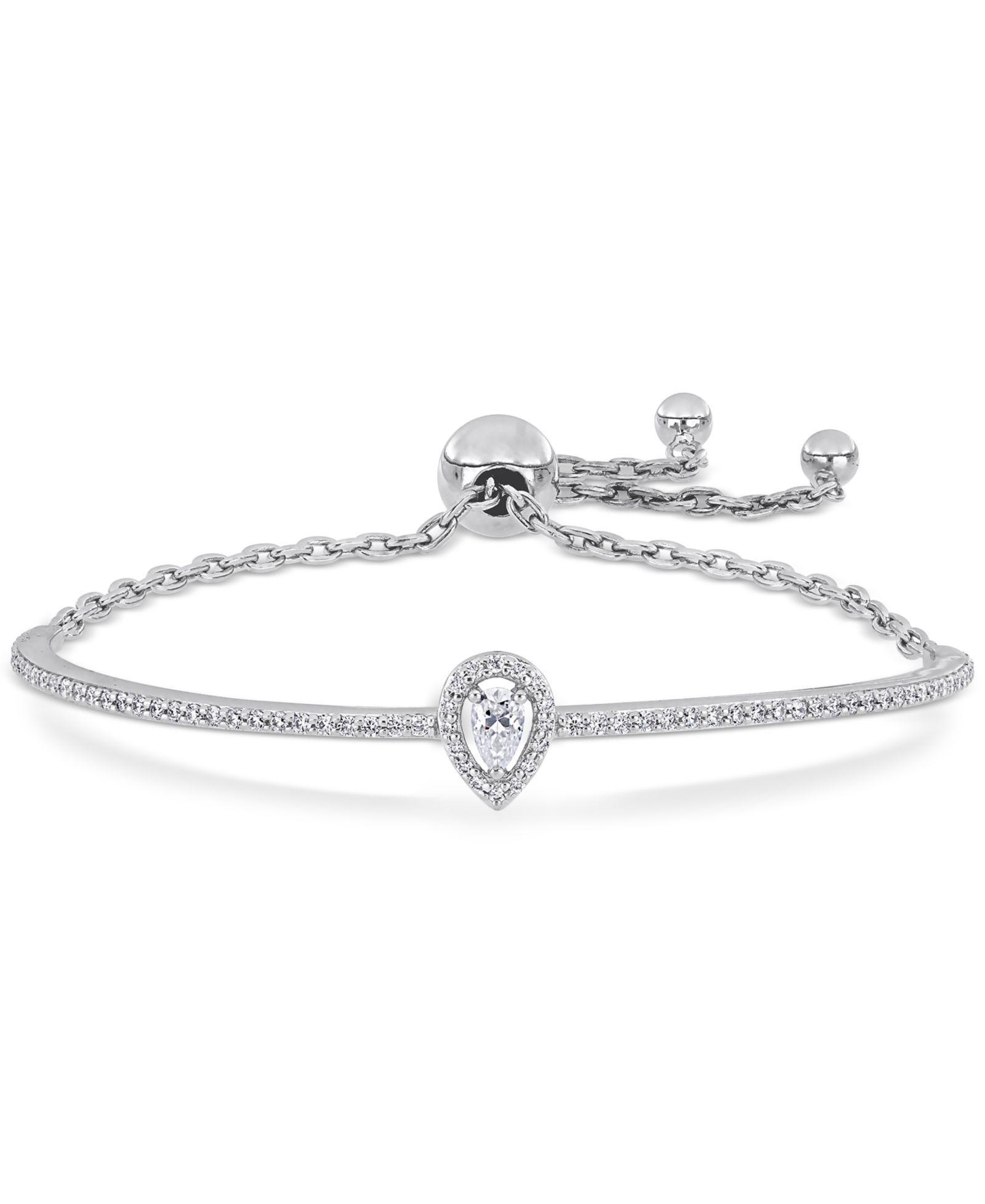 Браслет-боло с муассанитом в форме груши (3/4 ct. t.w.) из стерлингового серебра