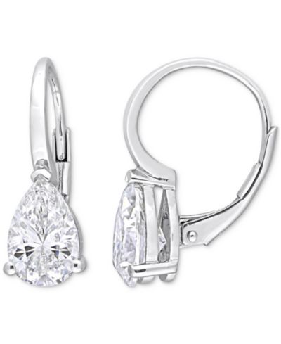 Серьги Moissanite Pear Shape Leverback из стерлингового серебра (3 ct. t.w.)