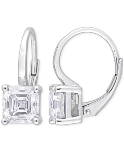 Серьги Moissanite Square Shape Leverback в серебре Sterling Silver