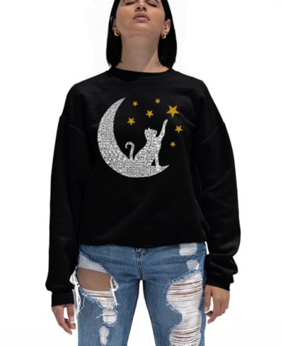Женский свитшот LA Pop Art Word Art Cat Moon Crewneck