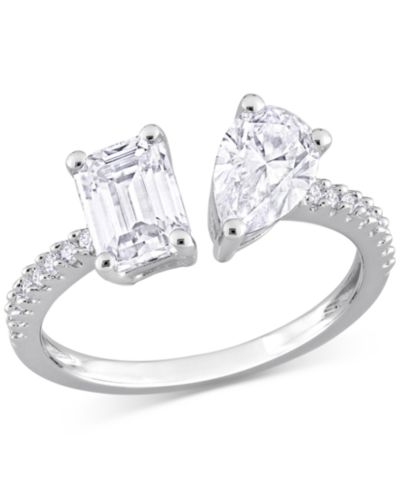 Кольцо Cuff Ring Moissanite Pear- & Emerald-Cut в стерлинговом серебре