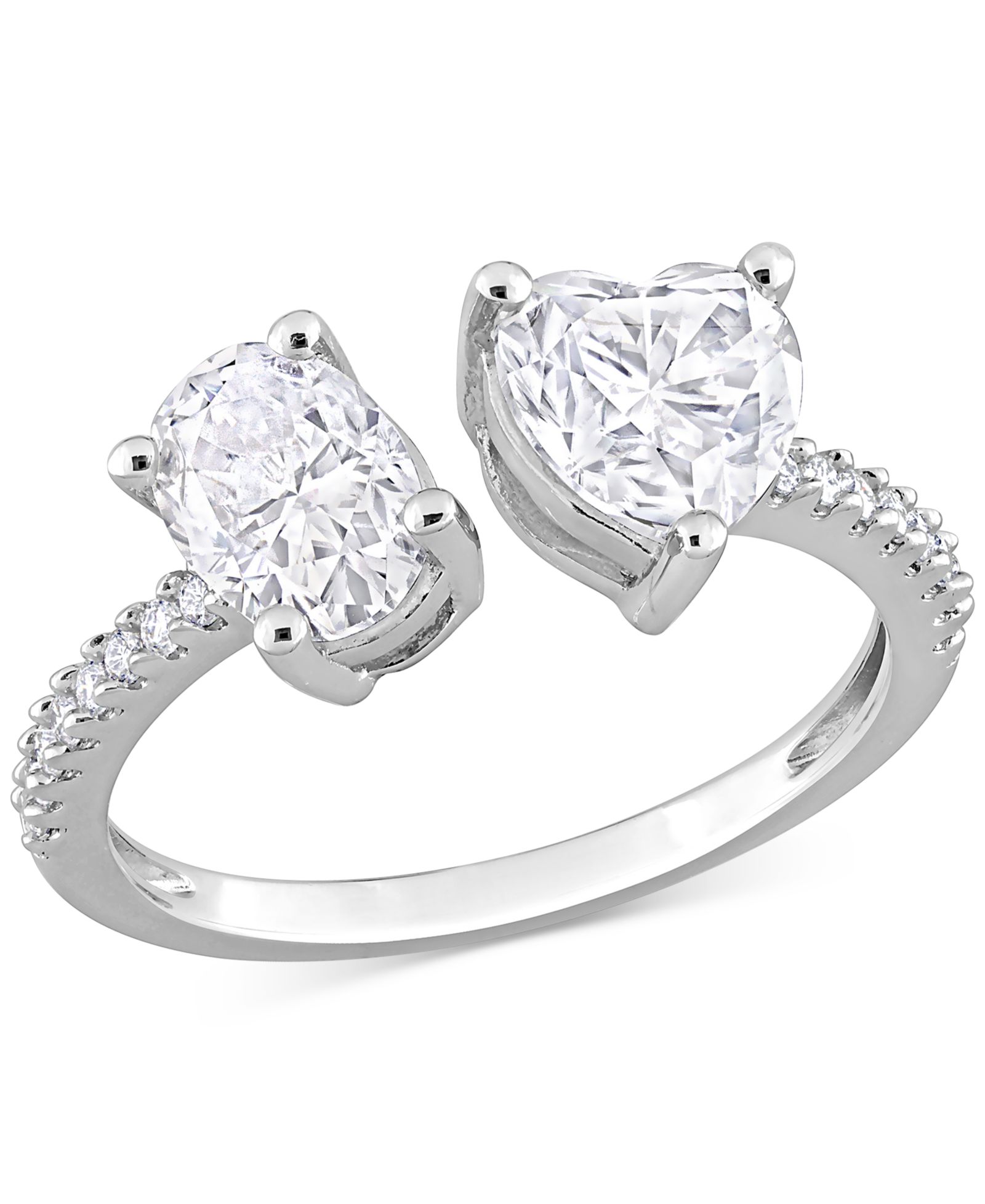 Кольцо с моيسсанитом в форме сердца и овала (2-1/8 ct. t.w.) из стерлингового серебра