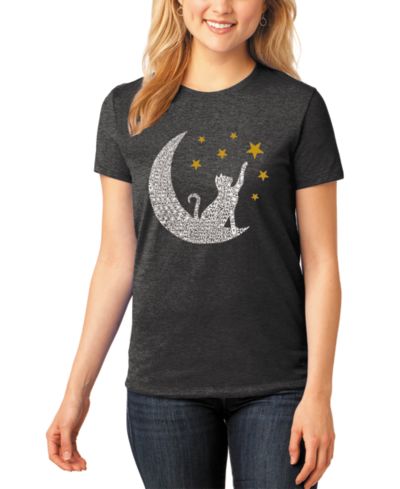 Женская футболка LA Pop Art Premium Blend Word Art Cat Moon
