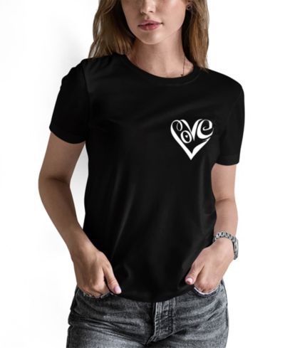 LA Pop Art Women's Word Art Script Heart T-Shirt