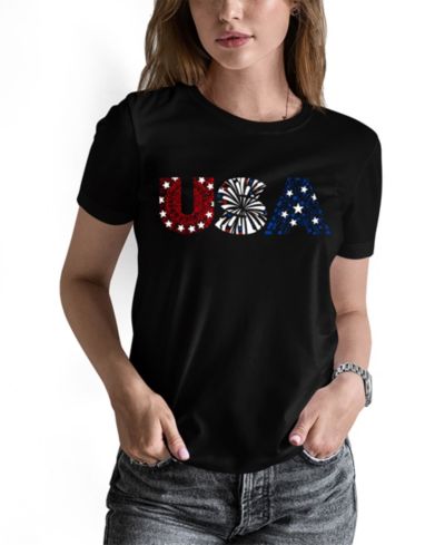 LA Pop Art Женская футболка Word Art USA Fireworks