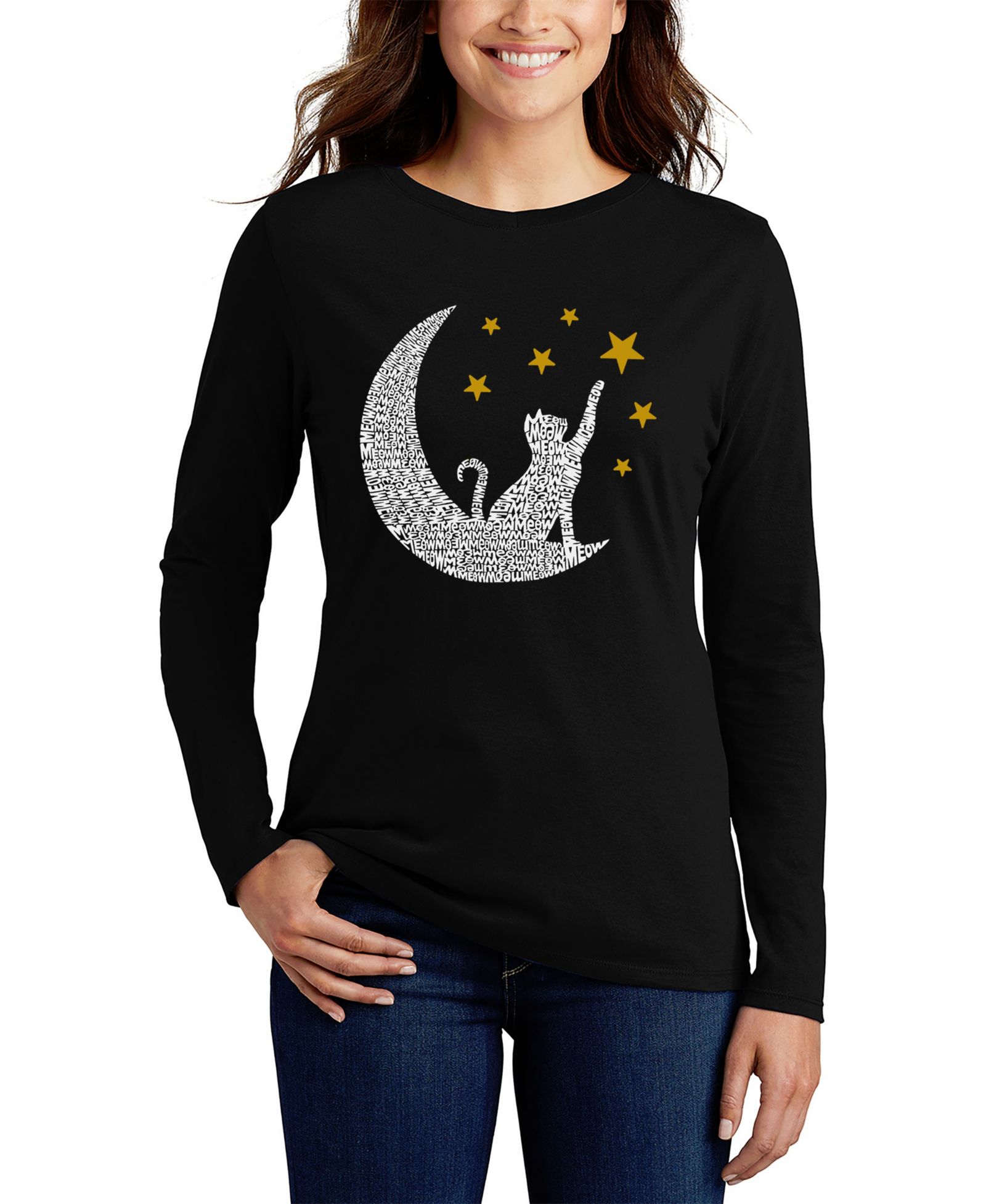 Женский лонгслив LA Pop Art Word Art Cat Moon