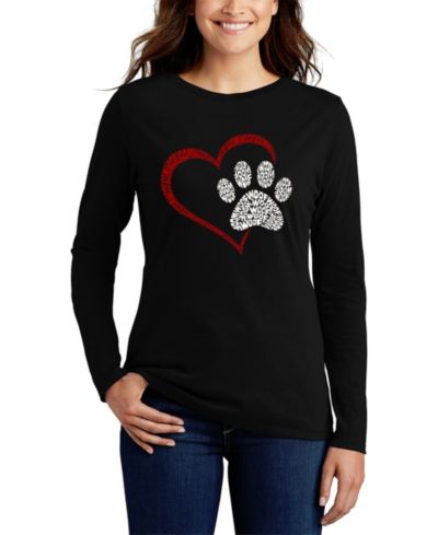 Женская футболка LA Pop Art Word Art Paw Heart Long Sleeve