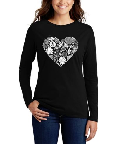 LA Pop Art Women's Word Art Seashell Long Sleeve T-Shirt