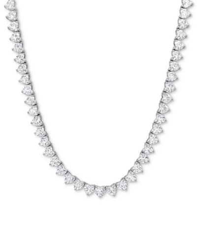 Колье-чокер с белым сапфиром 18" Tennis Necklace в стерлинговом серебре