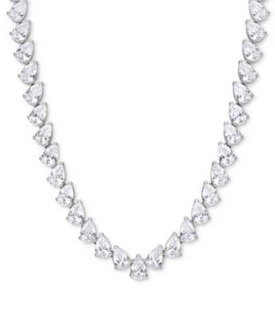 Lab-Grown White Sapphire Pear 18" Tennis Necklace (39-1/2 ct. t.w.) in Sterling Silver