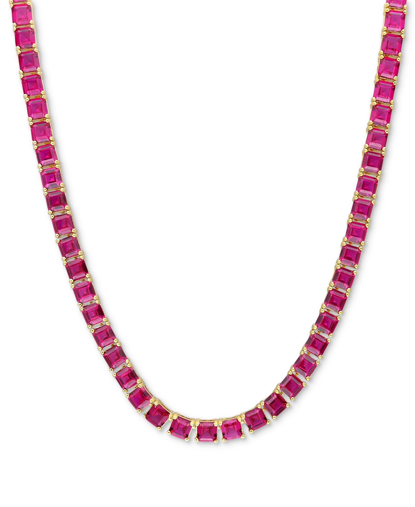 Колье Tennis Necklace 18" из выращенного рубина в позолоченном стерлинговом серебре
