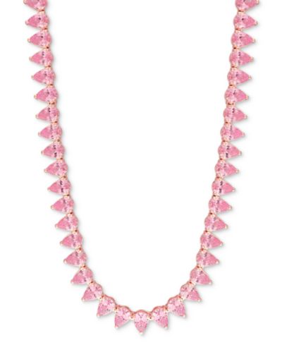 Колье-чокер Lab-Grown Pink Sapphire 18" в розовом напылении на серебре