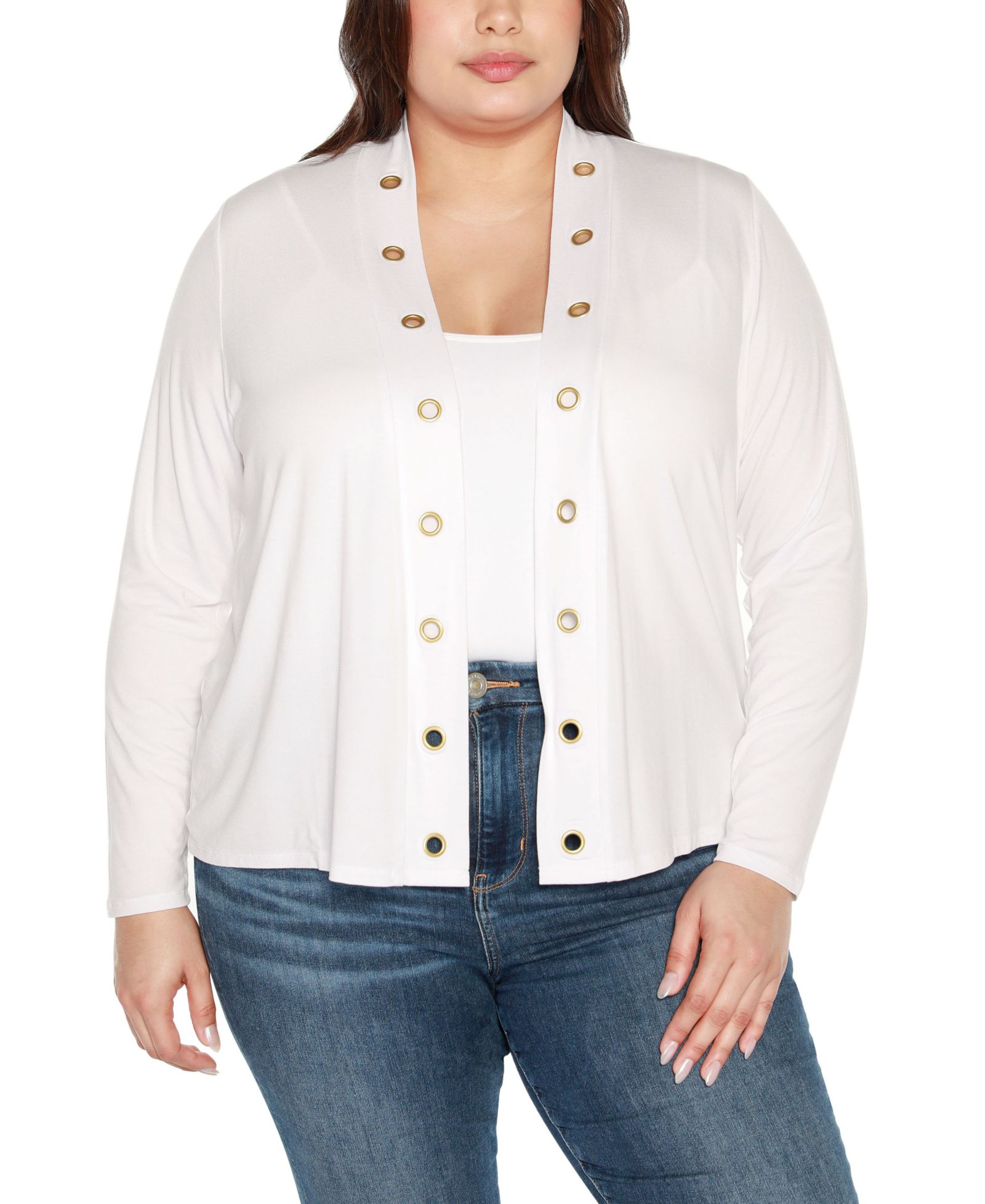Кардиган Belldini Plus Size Grommet Detail Cropped Knit Sweater