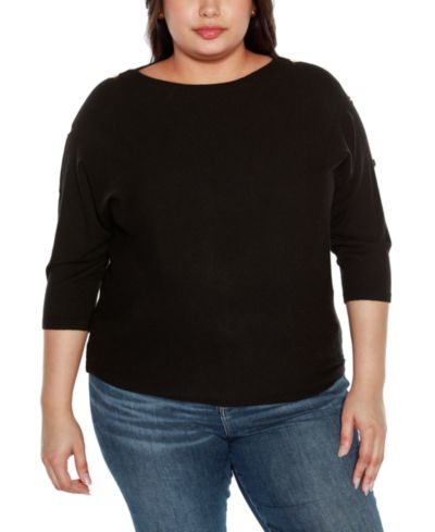Belldini Plus Size Свитер с рукавами dolman и отделкой заклепками