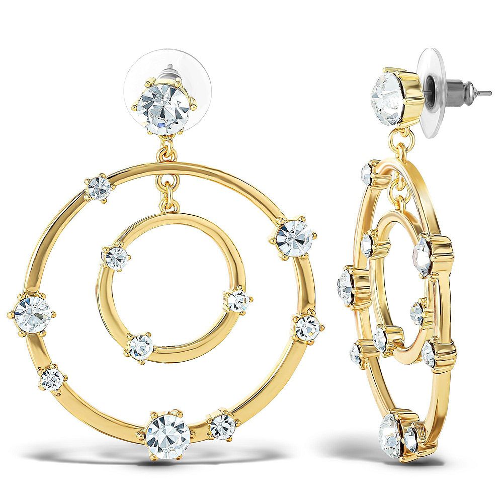 Jessica Simpson женские серьги-пусеты Orbital Crystal, золотистые серьги-кольца