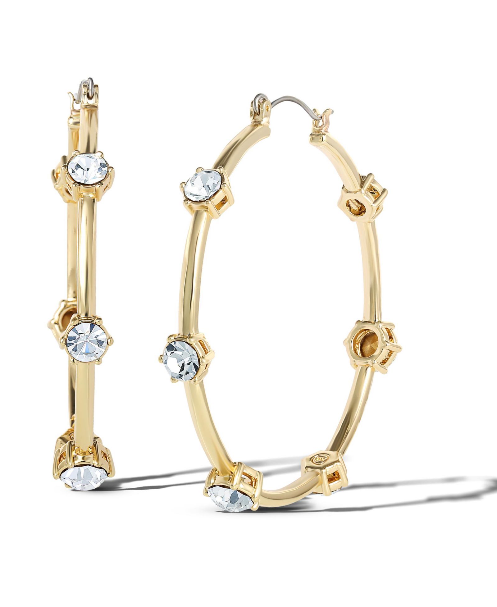 Jessica Simpson Женские серьги Drop and Hoop - золотистые с кристаллами