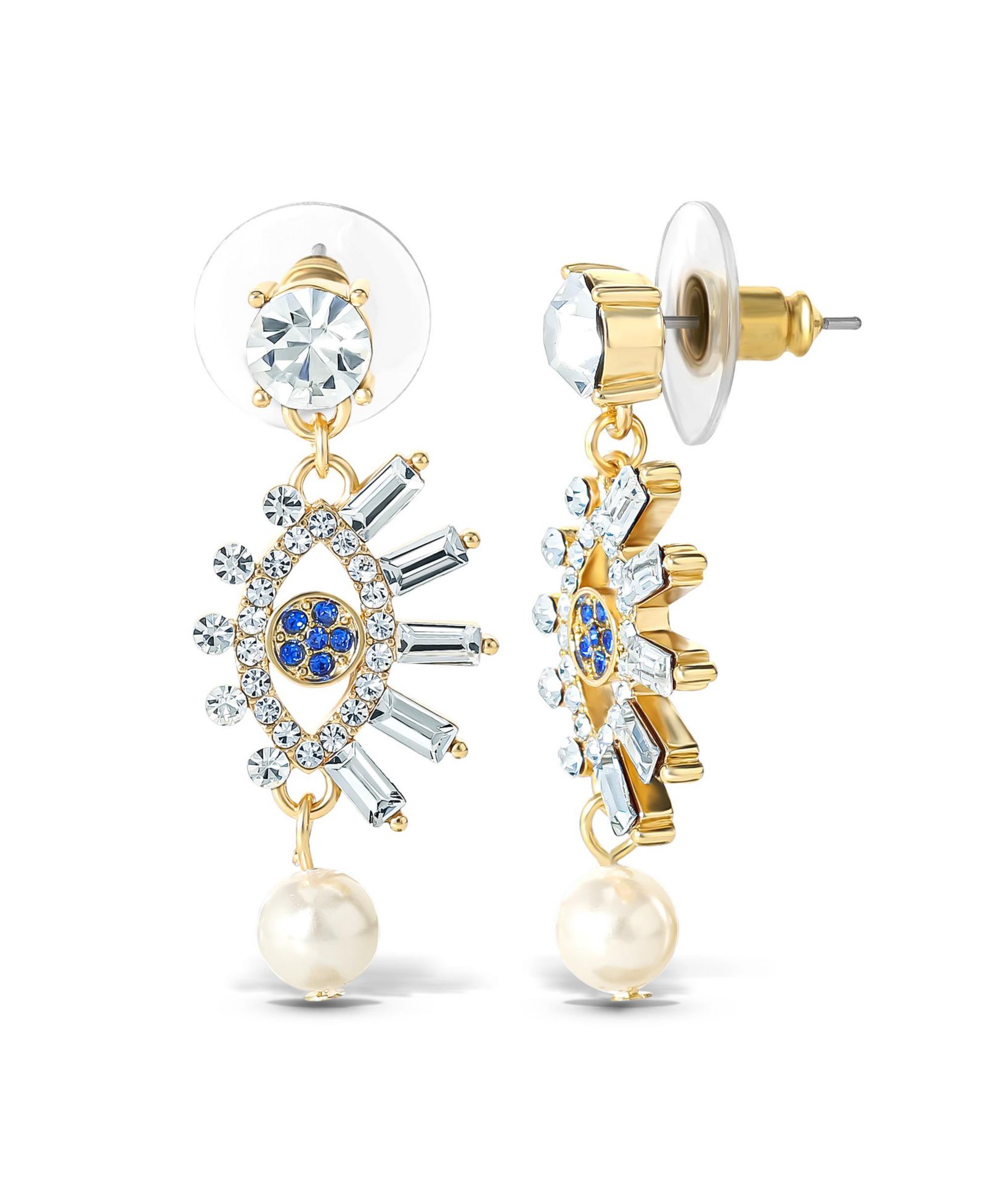 Jessica Simpson Женские серьги Evil Eye Dangle, Gold-Tone с жемчугом и стразами