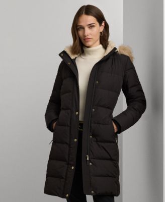 Lauren Ralph Lauren Petite утепленная куртка-пуховик с капюшоном и отделкой из искусственного меха