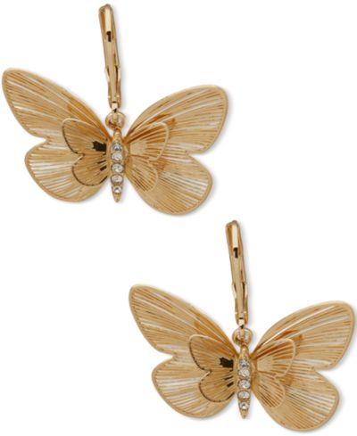 lonna & lilly Gold-Tone Pavé Butterfly Drop Earrings