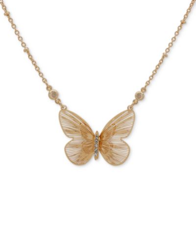 lonna & lilly золотистый кулон Butterfly Pendant Necklace 16" + 3" extender