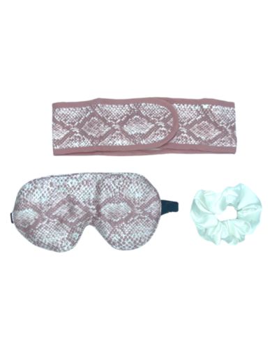 Women s Satin Eye Mask + Microfiber Spa Set - Snake Print