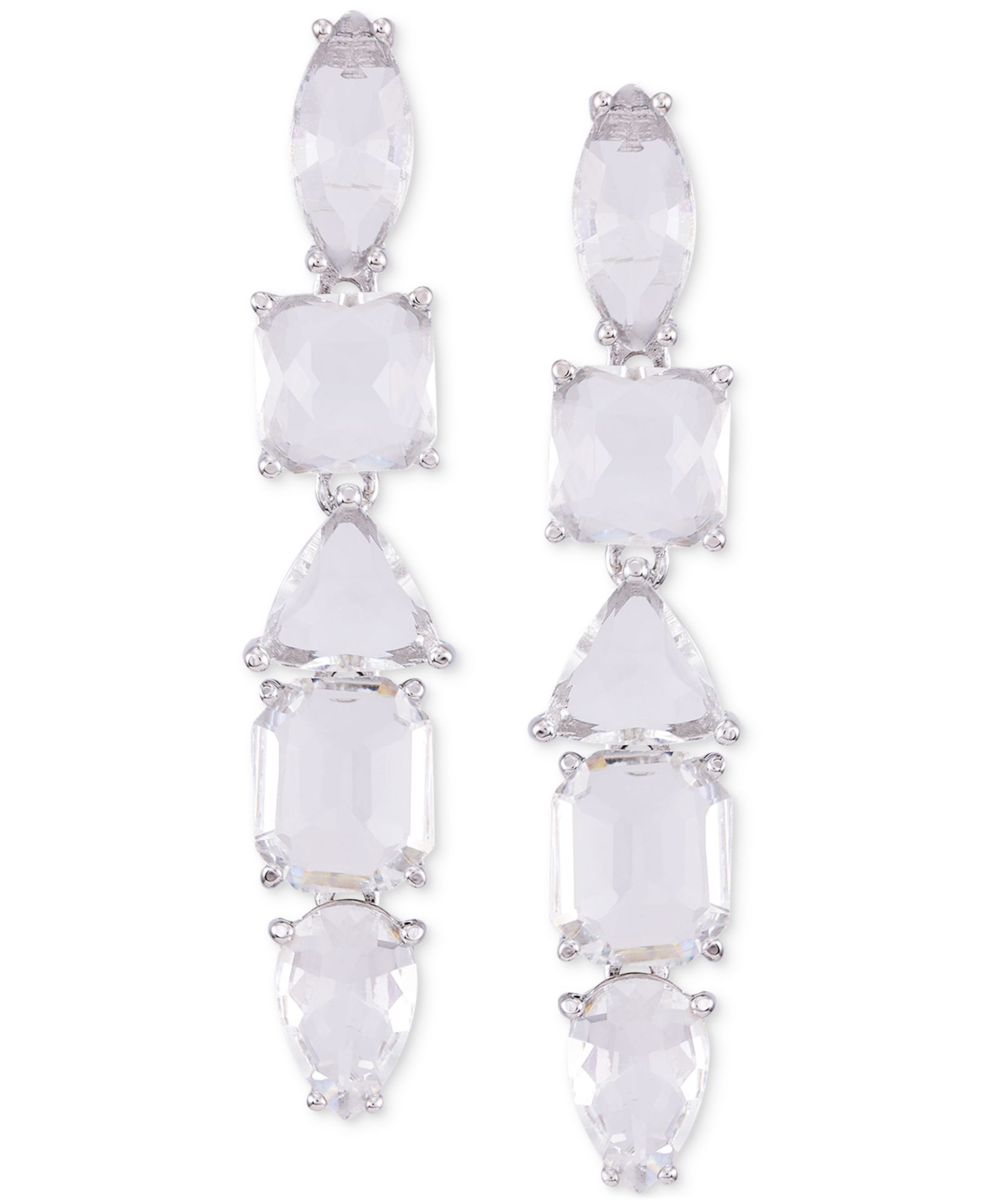 GUESS Mixed Cut Crystal Linear Drop Earrings