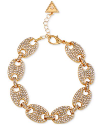 Браслет GUESS Gold-Tone Pavé Link Statement Flex