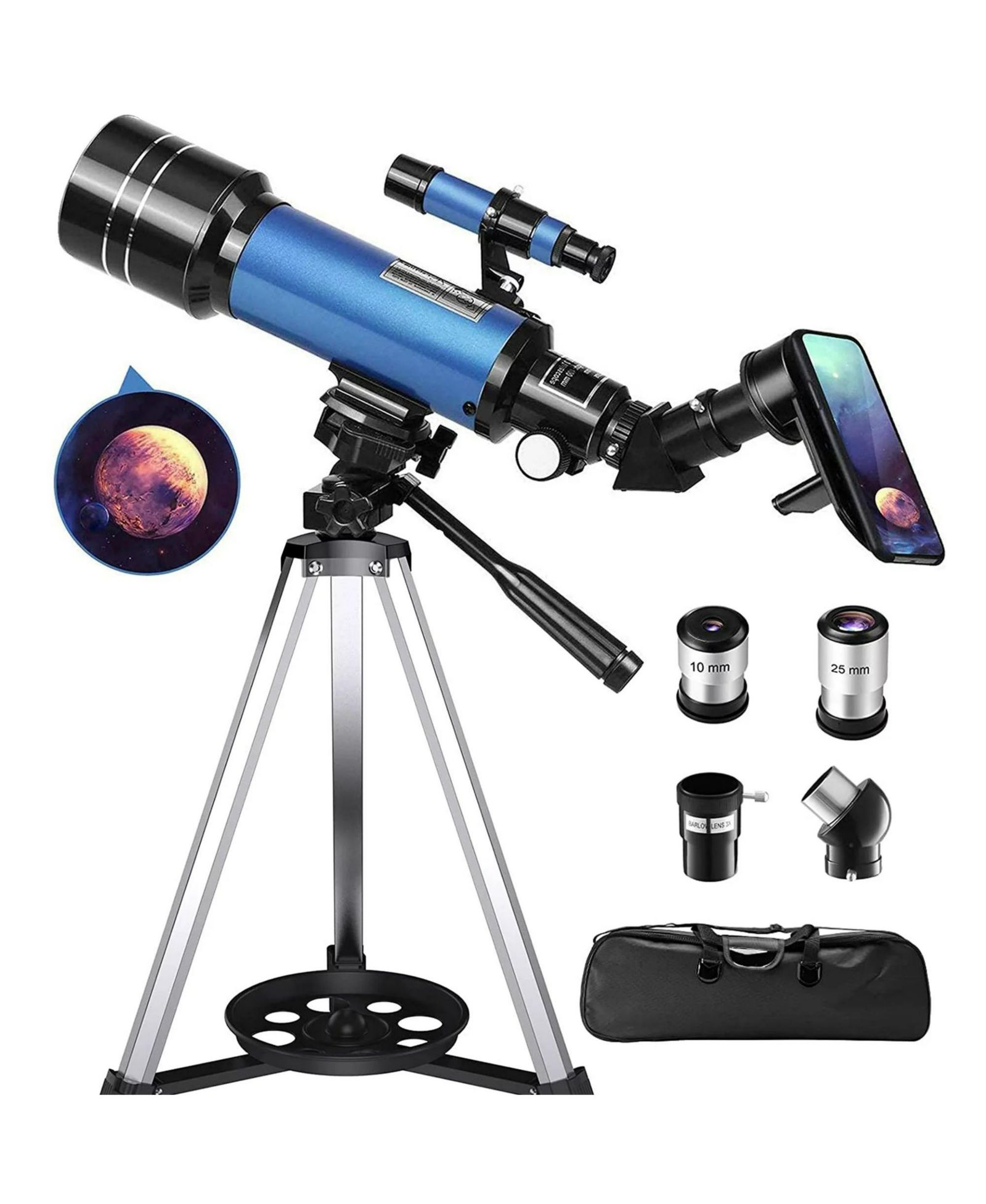 SUGIFT телескоп 70mm Aperture 400mm AZ Mount с подставкой для детей и взрослых Blue