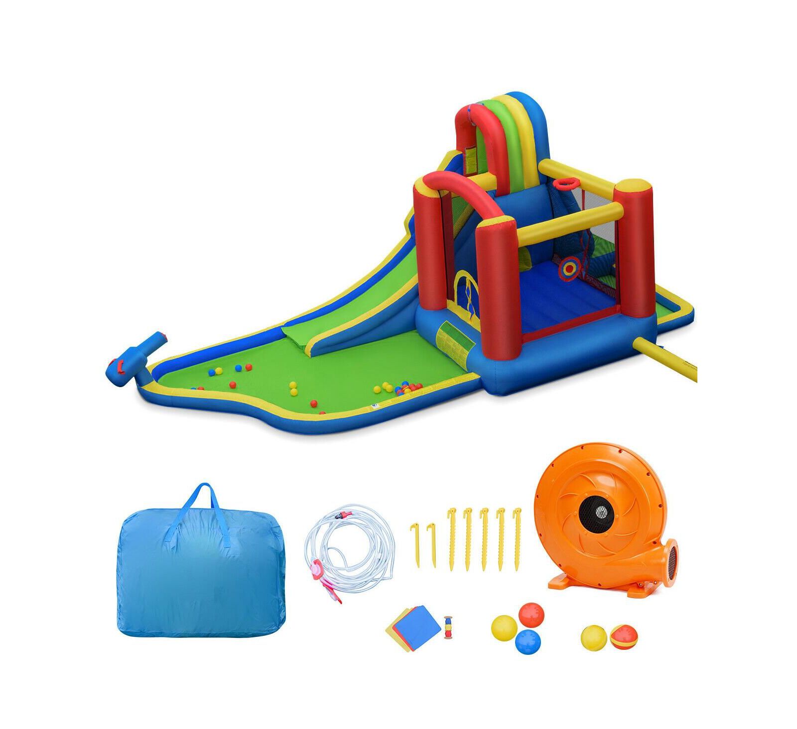Sugift 9-in-1 Inflatable Bounce House with Water Slide, 19'L x 9'W x 7.5'H, Hosts Up to 4 Kids, Ages 3+