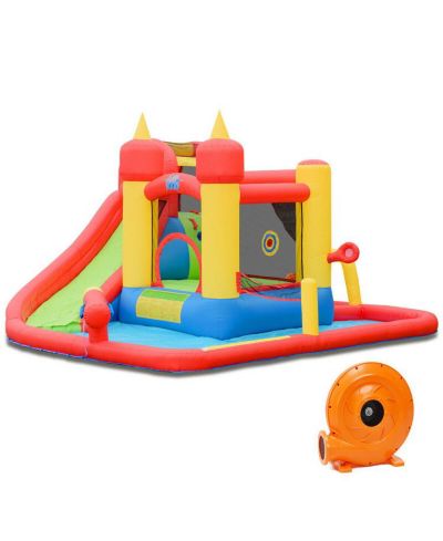 Inflatable Water Slide Bounce House with 740W Blower for Backyard