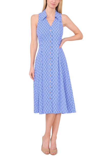 Женское миди-платье CeCe Sleeveless V-Neck Belted Waist Shirt Dress