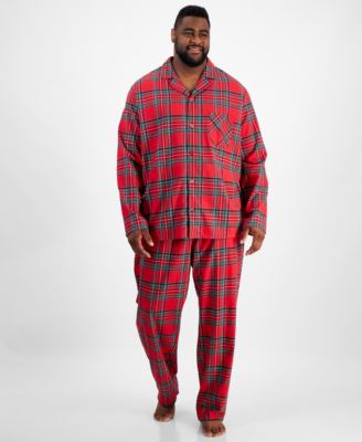Мужской комплект пижам Holiday Lane Big & Tall Brinkley в клетку с отложным воротником для всей семьи