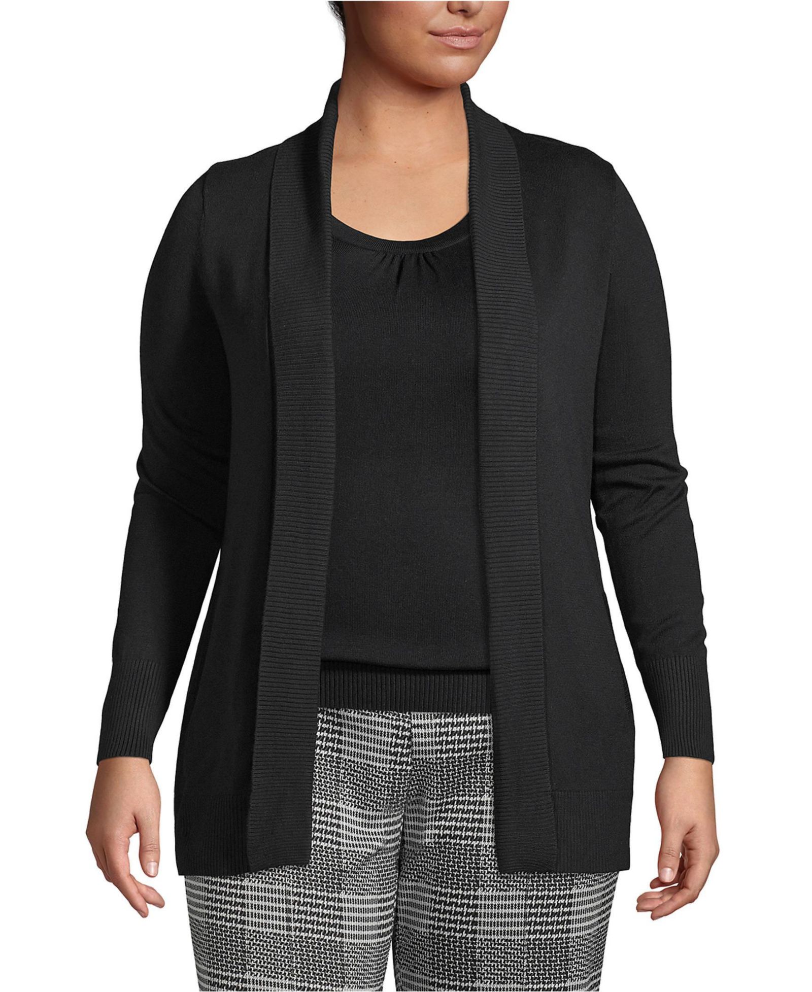 Кардиган Lands' End Plus Size Cotton Modal Shawl Collar Sweater