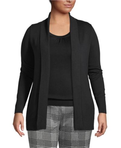 Lands' End Plus Size Cotton Modal Shawl Collar Cardigan Sweater