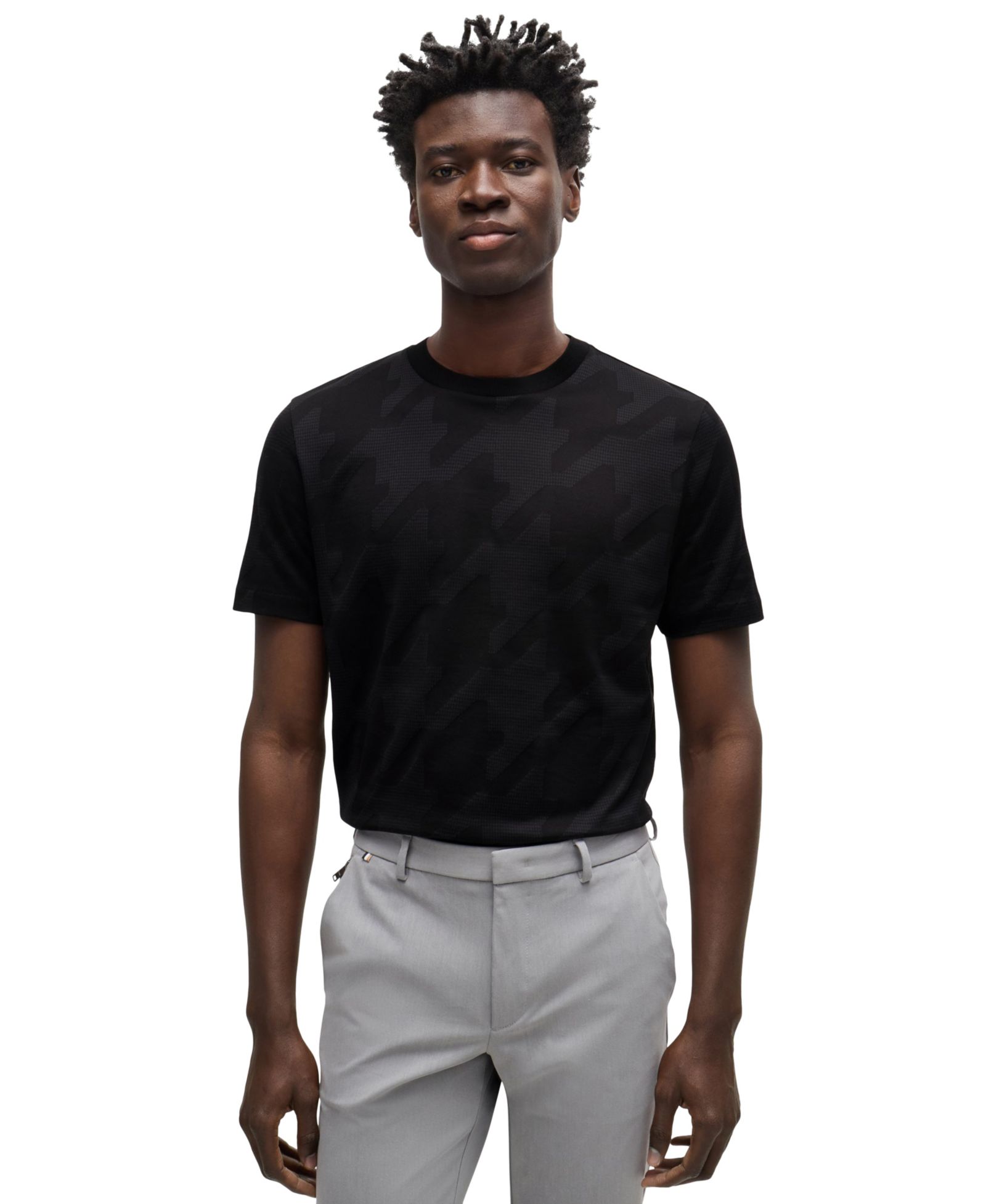 Мужская футболка BOSS by Hugo Boss с узором Houndstooth Jacquard