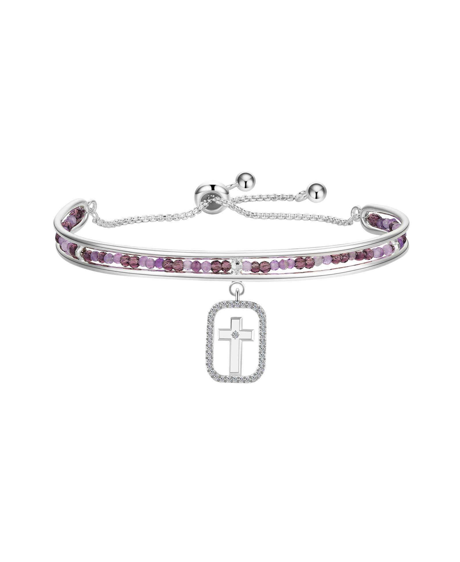 Браслет Unwritten Cubic Zirconia Amethyst Cross Cuff Bangle