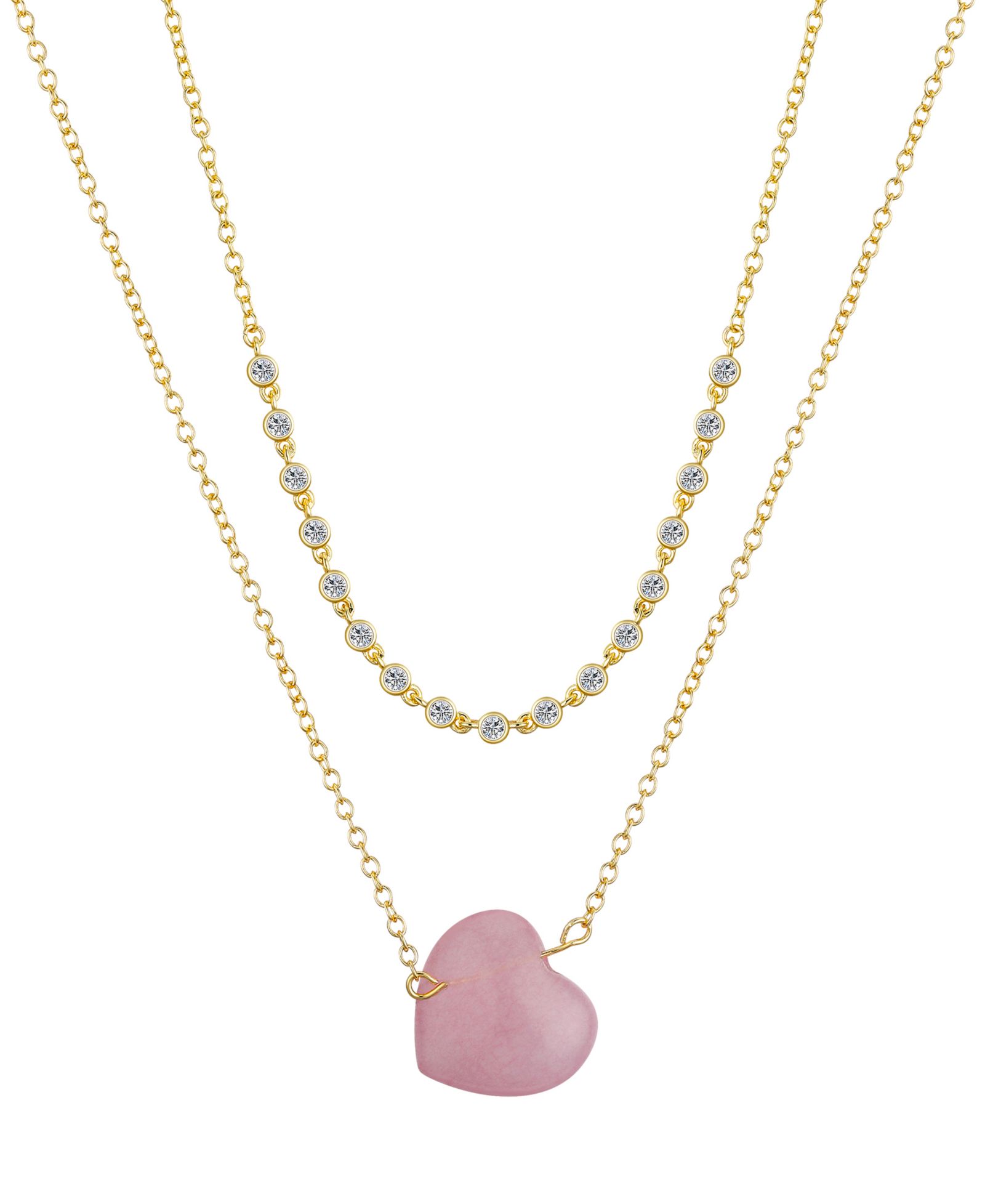 Unwritten Necklace Set из 2-х элементов с розовым кварцем и кубическим цирконием