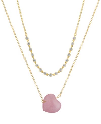 Unwritten Necklace Set из 2-х элементов с розовым кварцем и кубическим цирконием