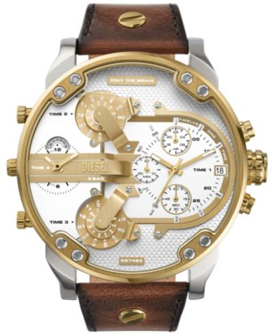 Мужские часы Diesel Mr. Daddy 2.0 Chronograph, коричневая кожа, 57mm
