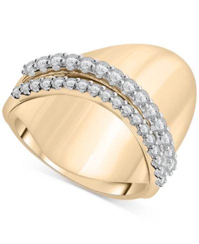 Кольцо Audrey by Aurate Diamond Swoop Wide Band Statement в золотом напылении Gold Vermeil