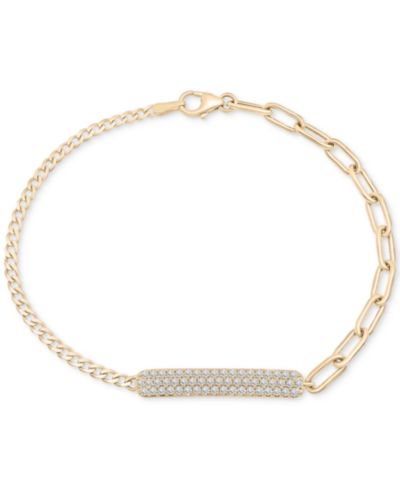 Audrey by Aurate Diamond Bar Two-Chain Link Bracelet (1/2 ct. t.w.) in Gold Vermeil, Created for Macy's