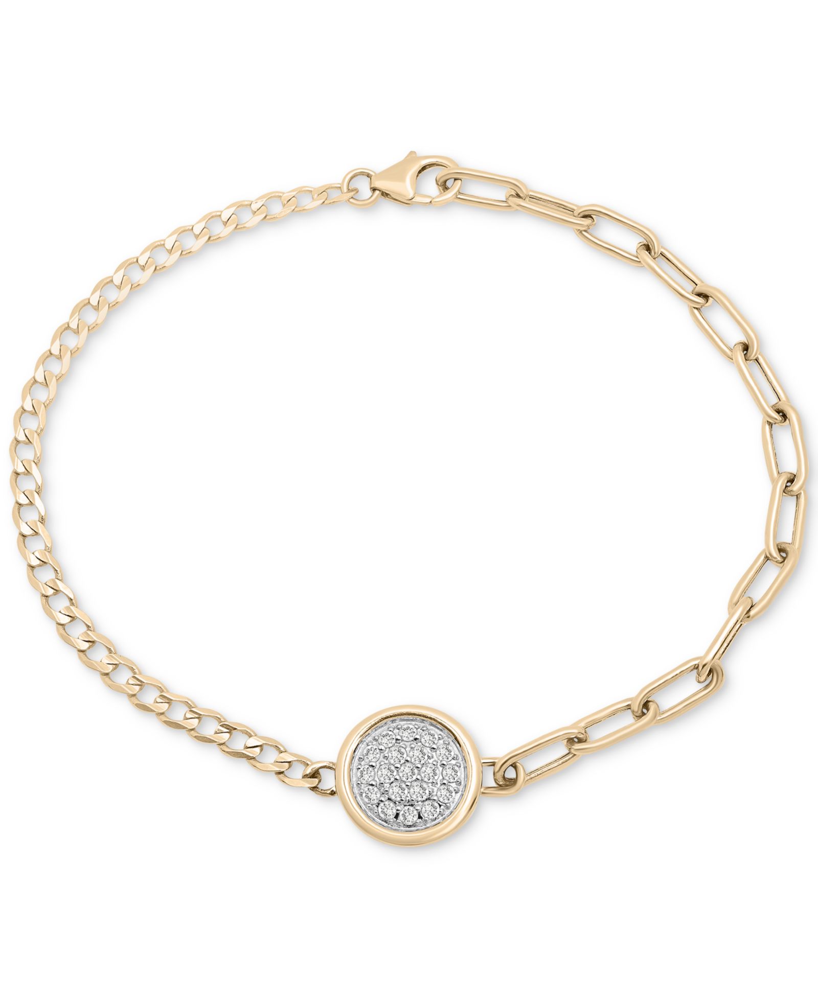 Браслет Audrey by Aurate Diamond Pavé Disc Two-Chain Link в золотом позолоченном покрытии (1/4 ct. t.w.)