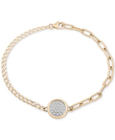 Audrey by Aurate Diamond Pavé Disc Two-Chain Link Bracelet (1/4 ct. t.w.) in Gold Vermeil, Created for Macy's